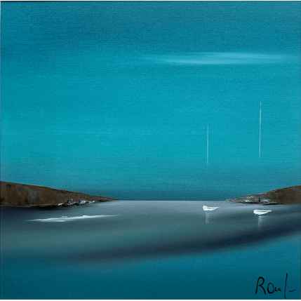 Peinture Instant de quiétude 73 par Roussel Marie-Ange et Fanny | Tableau Figuratif Huile Marine, Minimaliste