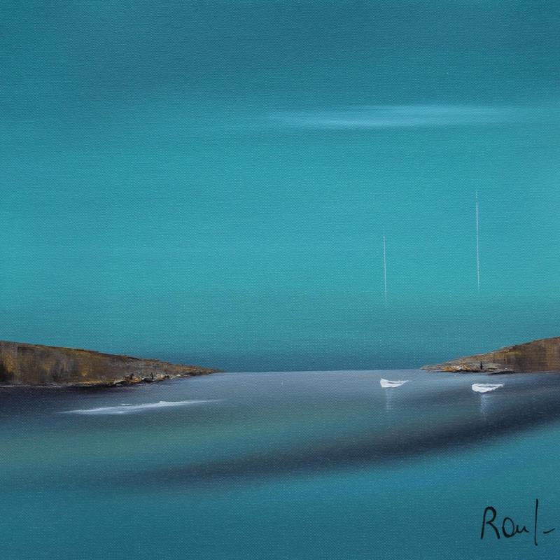 Peinture Instant de quiétude 73 par Roussel Marie-Ange et Fanny | Tableau Figuratif Marine Minimaliste Huile