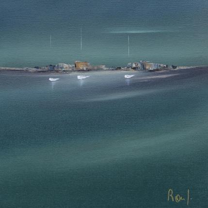 Painting Horizon marin 73 by Roussel Marie-Ange et Fanny | Painting Figurative Oil Marine, Minimalist