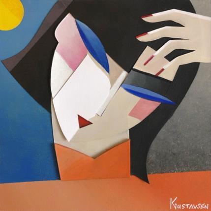 Gemälde F2 Blue Eyes 304-53-20250123-8 von Gustavsen Karl | Gemälde Figurativ Acryl, Collage Alltagsszenen, Modus, Pop-Ikonen, Porträt