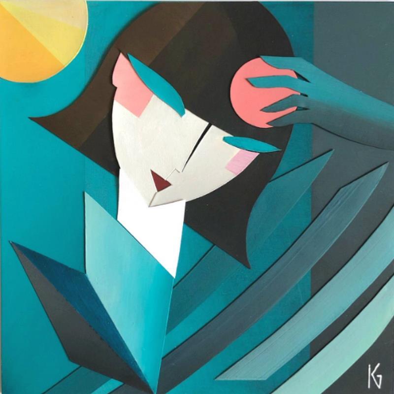 Painting F2 Feminity 304-53-20250123-10 by Gustavsen Karl | Painting Figurative Portrait Mode Life style Wood Acrylic Gluing