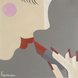Painting F2 Lipstick 304-53-20250123-12 by Gustavsen Karl | Painting Figurative Acrylic, Gluing Minimalist, Mode, Pop icons, Portrait