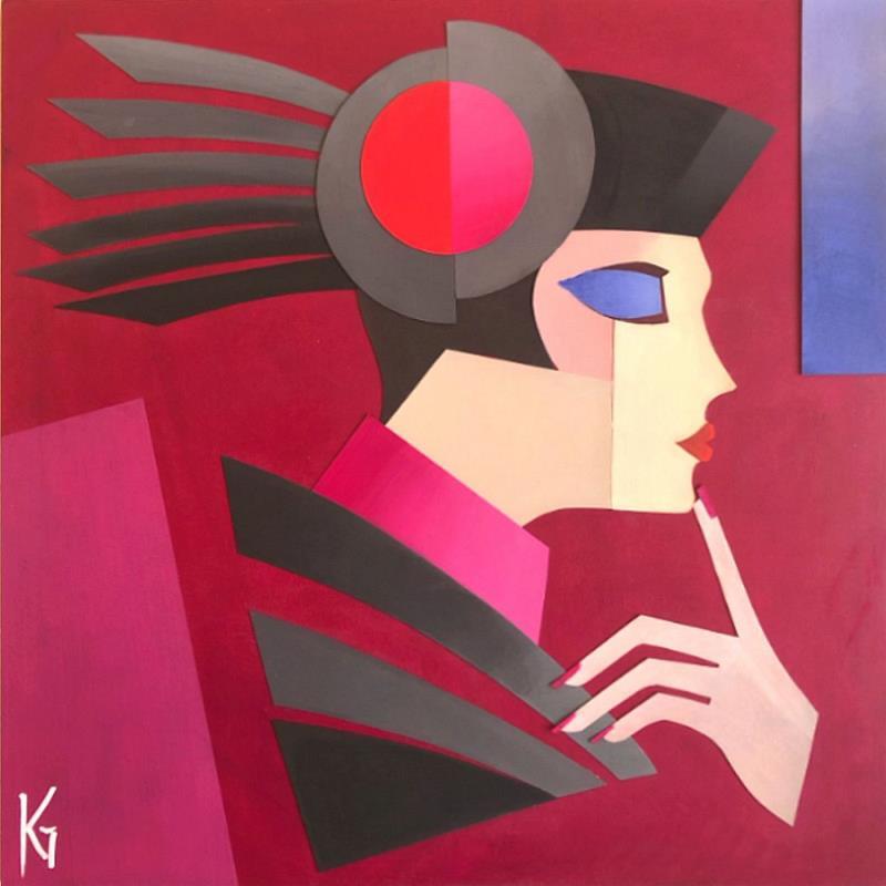 Painting F4 A secret 304-53-20250123-22 by Gustavsen Karl | Painting Figurative Portrait Cinema Mode Acrylic Gluing