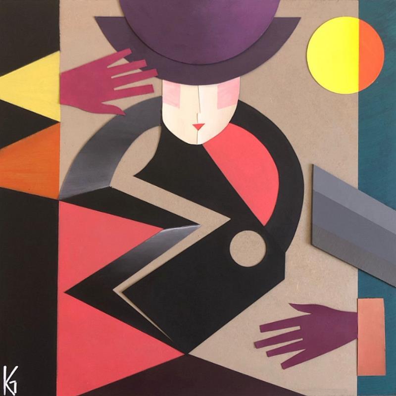 Peinture F4 Attitude 304-53-20250123-23 par Gustavsen Karl | Tableau Figuratif Cinéma Mode Scènes de vie Acrylique Collage