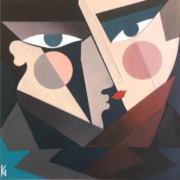 Painting F4 Duo 304-53-20250123-24 by Gustavsen Karl | Painting Figurative Acrylic, Gluing Cinema, Mode, Portrait