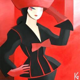 Painting F4 My black tailor 304-53-20250123-25 by Gustavsen Karl | Painting Figurative Acrylic, Gluing Cinema, Minimalist, Mode