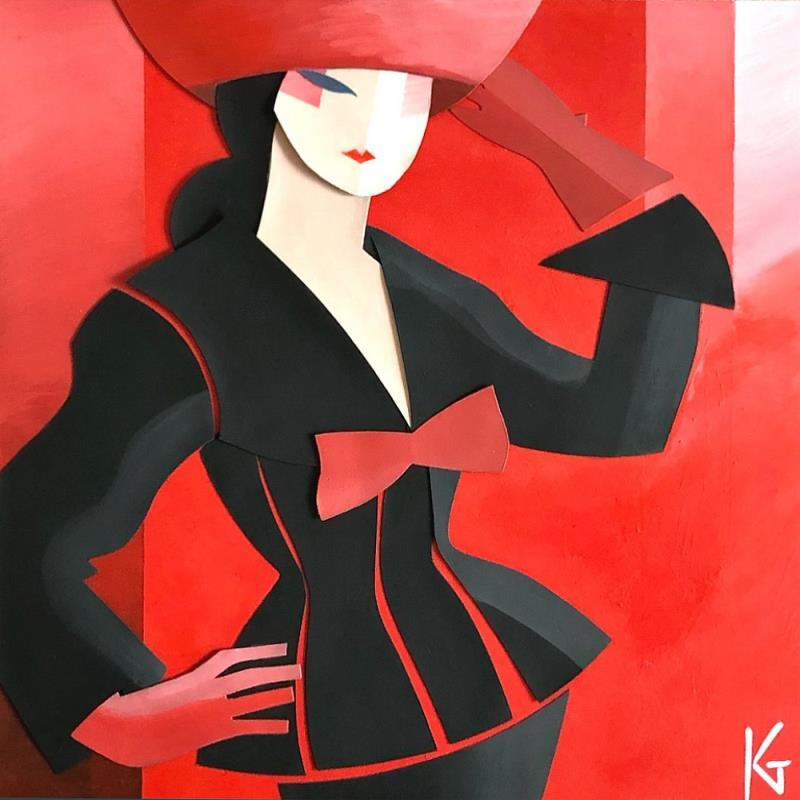 Peinture F4 My black tailor 304-53-20250123-25 par Gustavsen Karl | Tableau Figuratif Cinéma Mode Minimaliste Acrylique Collage