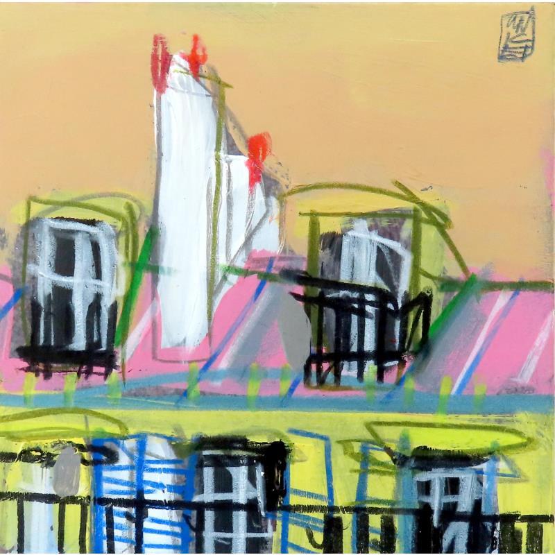 Painting Fin août l'été résiste un peu by Anicet Olivier | Painting Figurative Urban Architecture Acrylic Pastel