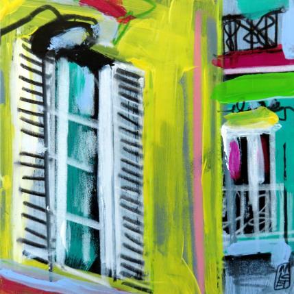 Painting En dessous du reverbère by Anicet Olivier | Painting Figurative Acrylic, Pastel Architecture, Urban