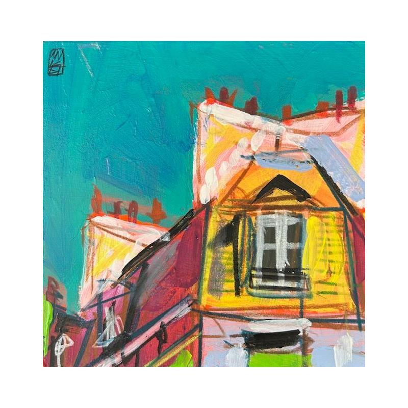 Pintura On songe à l'été qui pointe por Anicet Olivier | Pintura Figurativo Urbano Arquitectura Acrílico Pastel