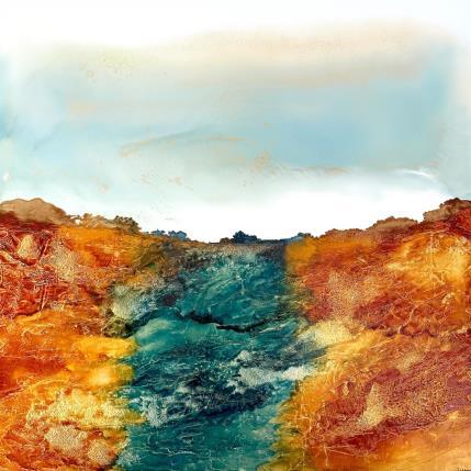 Peinture 2086 - Bronze Âge 100x100 cm par Depaire Silvia | Tableau Abstrait Acrylique Marine, Minimaliste, Paysages