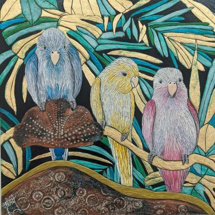 Peinture Perruche par Geiry | Tableau Matiérisme Résine Animaux, Paysages