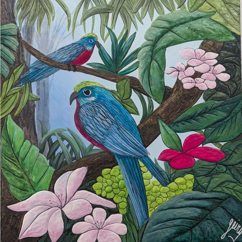 Painting Tropical by Geiry | Painting Subject matter Landscapes Animals Resin