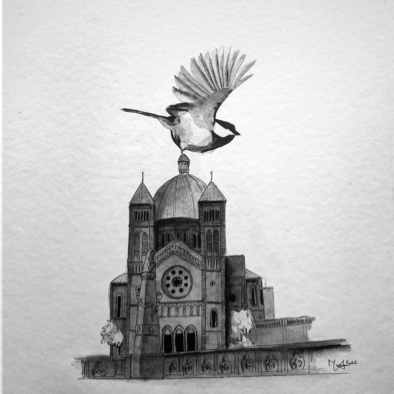 Pintura St-Pierre - Strasbourg por Mü | Pintura Figurativo Urbano Arquitectura Blanco y negro Ink