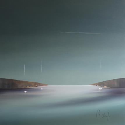 Gemälde Horizon marin 74 von Roussel Marie-Ange et Fanny | Gemälde Figurativ Öl Marine, Minimalistisch