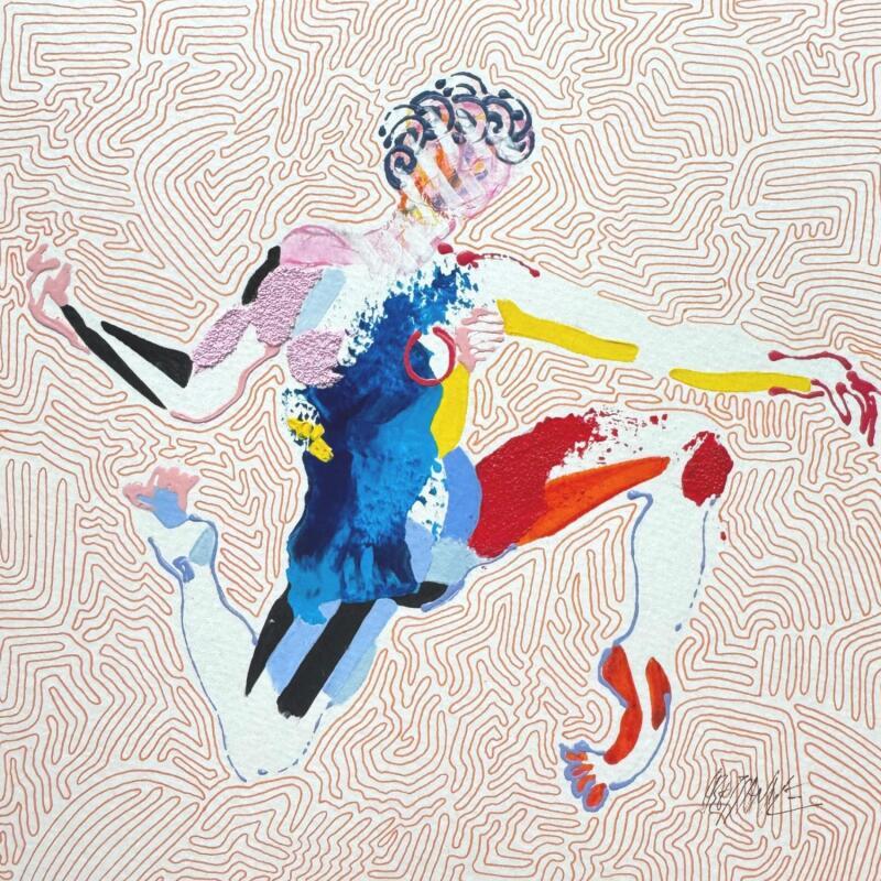 Peinture La course ordonnée par Cressanne | Tableau Figuratif Nu Acrylique Pastel Sable