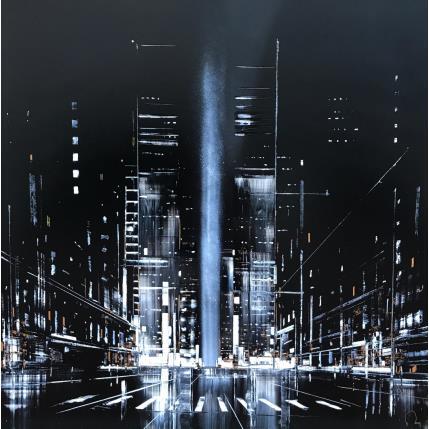 Peinture City Light par Rey Julien | Tableau Figuratif Feuille d'or Urbain