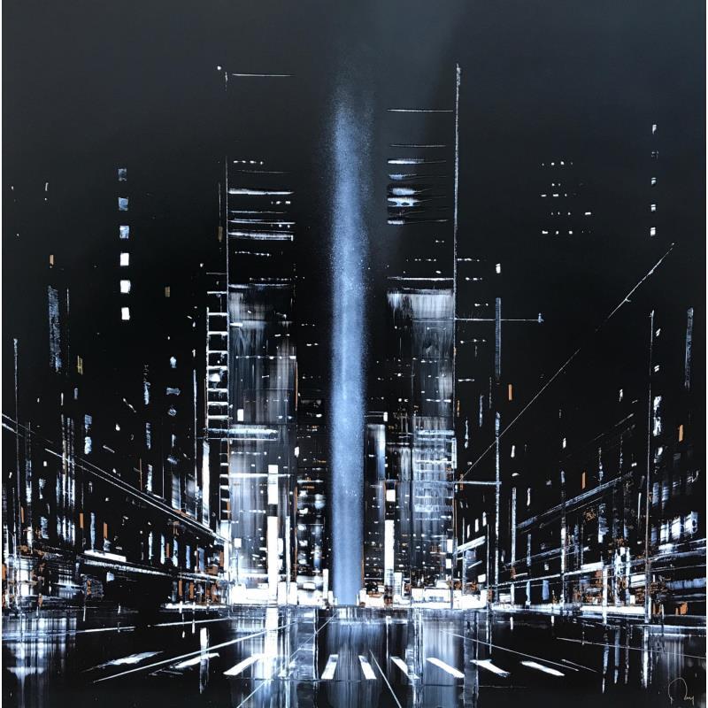 Painting City Light by Rey Julien | Painting Figurative Urban Gold leaf