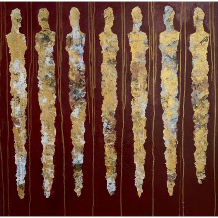 Peinture Pluie d'or par Rocco Sophie | Tableau Art Singulier Acrylique, Collage, Sable