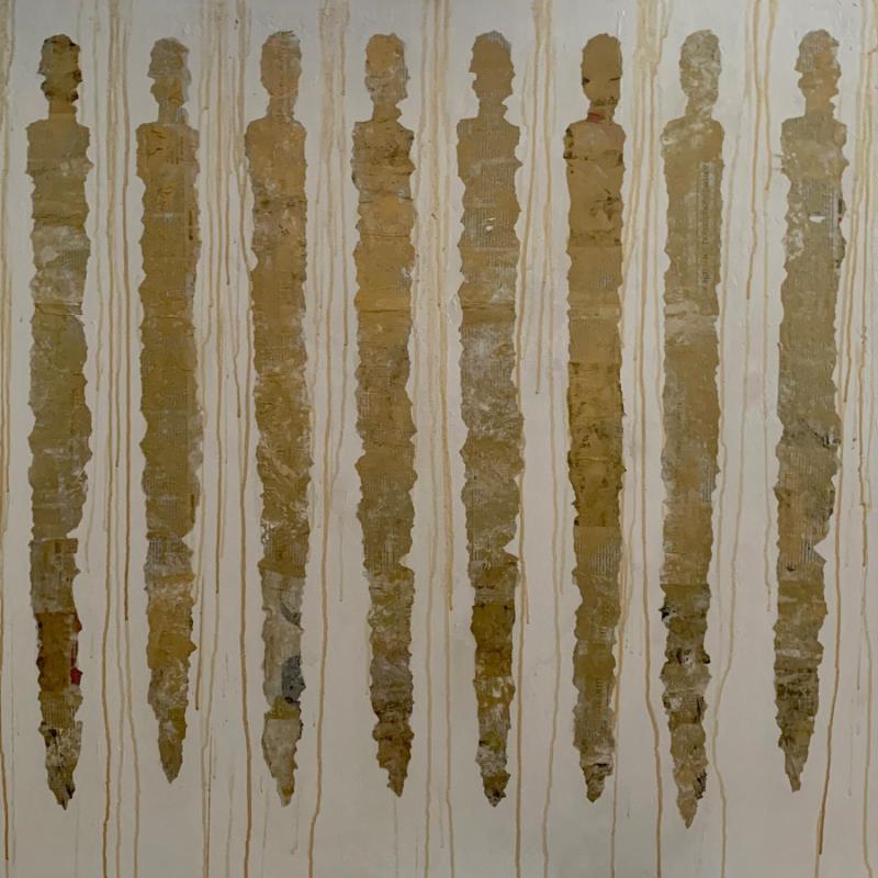 Peinture Les fées magiques par Rocco Sophie | Tableau Art Singulier Acrylique Collage Sable