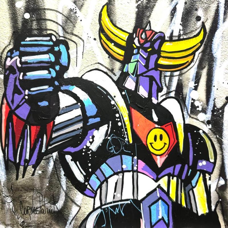 Peinture Goldorak, street art par Cornée Patrick | Tableau Pop-art Cinéma Icones Pop Enfant Graffiti Huile
