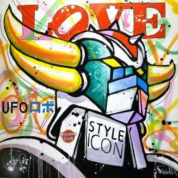 Peinture Goldorak, Havana club par Cornée Patrick | Tableau Pop-art Graffiti, Huile Cinéma, Enfant, Icones Pop