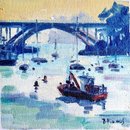 Peinture F1 - la brume derriere le pont de Kerisper - 12x12cm par Aliamus Béatrice  | Tableau Figuratif Huile Paysages