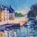 Peinture Le quai Franklin à Saint Goustan, Morbihan par Aliamus Béatrice  | Tableau Figuratif Paysages Marine Huile