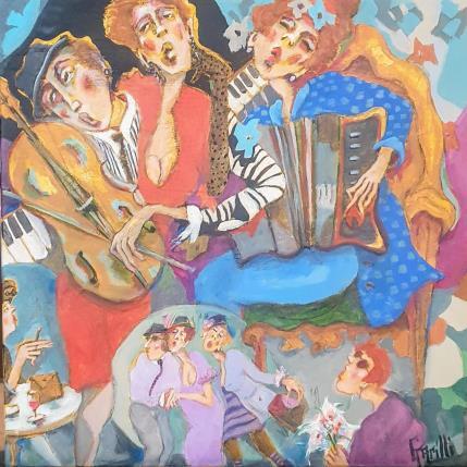 Gemälde Rhapsody in blue von Garilli Nicole | Gemälde Figurativ Acryl, Zeichenkohle Alltagsszenen