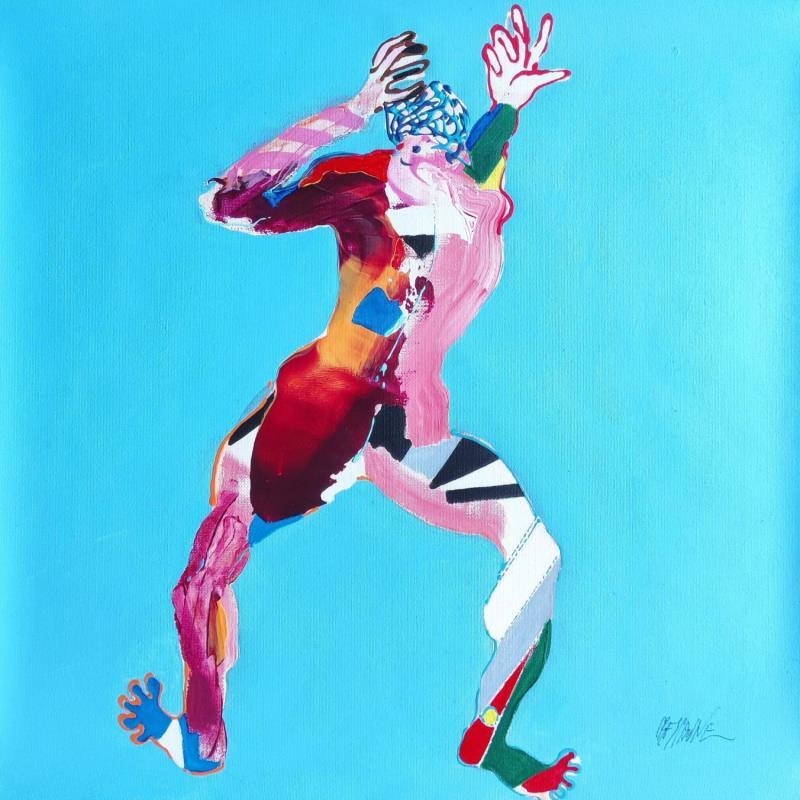 Peinture He is thinking par Cressanne | Tableau Figuratif Nu Acrylique Encre