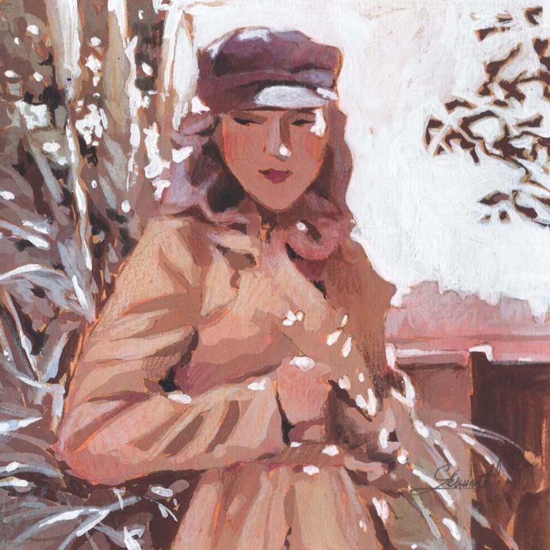 Painting Matin frileux by Gemini. H  | Painting Realism Portrait Nature Life style Oil Acrylic