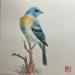Painting Lazuli Bunting Bird by Yu Huan Huan | Painting Figurative Animals Watercolor Ink