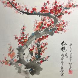 Peinture Cherry blossom par Yu Huan Huan | Tableau Figuratif Aquarelle, Encre Natures mortes