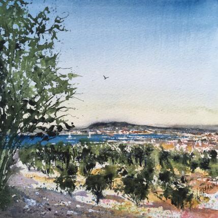 Painting Toulon Le mont Faron by Hoffmann Elisabeth | Painting Figurative Watercolor Landscapes, Nature, Pop icons, Urban