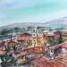 Painting Village d'Hyères  by Hoffmann Elisabeth | Painting Figurative Landscapes Urban Marine Watercolor