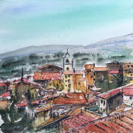 Painting Village d'Hyères by Hoffmann Elisabeth | Painting Figurative Watercolor Landscapes, Marine, Pop icons, Urban