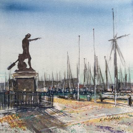 Painting Toulon Statue du génie de la navigation by Hoffmann Elisabeth | Painting Figurative Watercolor Pop icons, Urban