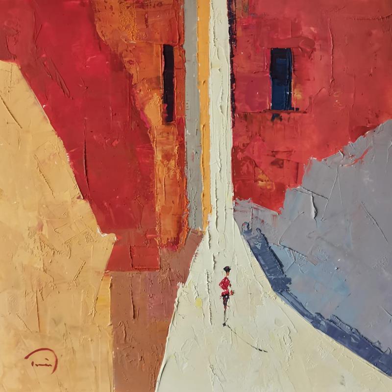 Peinture Le chemise rouge par Tomàs | Tableau Abstrait Société Urbain Scènes de vie Huile