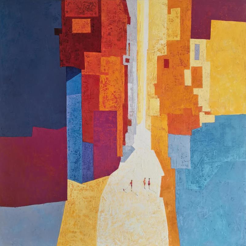 Painting Viens avec moi by Tomàs | Painting Abstract Society Urban Life style Oil