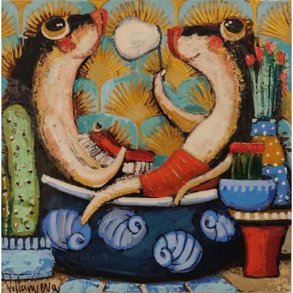 Painting Bano romantico by Villanueva Puigdelliura Natalia | Painting Figurative Acrylic, Resin Animals