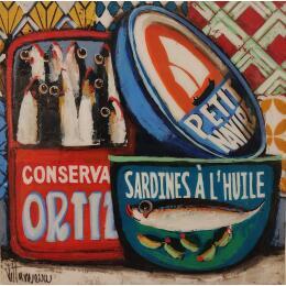 Peinture conservas saladas par Villanueva Puigdelliura Natalia | Tableau Figuratif Acrylique, Résine Natures mortes