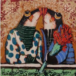 Painting Enamorados by Villanueva Puigdelliura Natalia | Painting Figurative Acrylic, Resin Animals