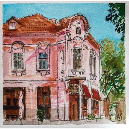 Painting Maison rose by Sorokopud Angelina | Painting