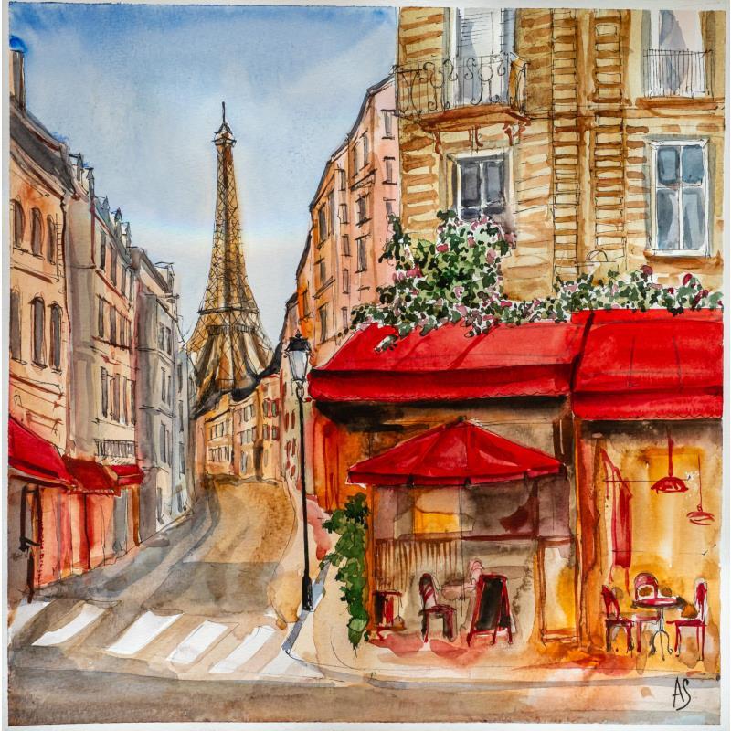 Gemälde En terrasse à Paris von Sorokopud Angelina | Gemälde