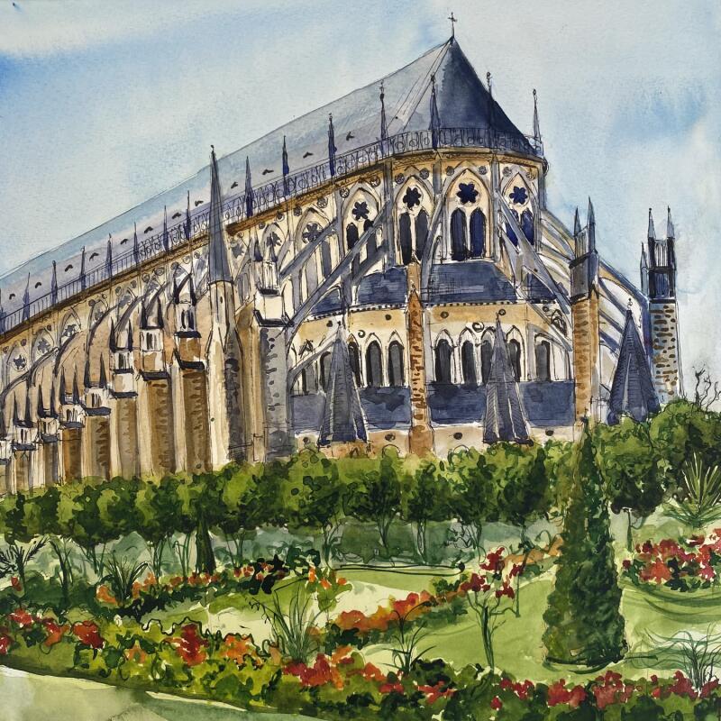 Painting Cathédrale de Bourges by Sorokopud Angelina | Painting