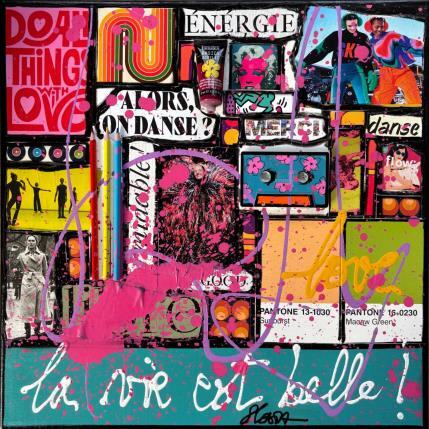 Peinture La vie est belle par Costa Sophie | Tableau Pop-art Acrylique, Collage, Upcycling