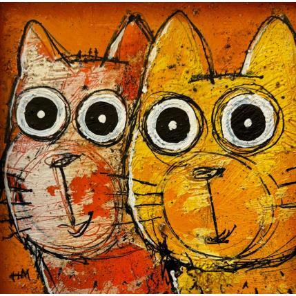 Painting Jaune et orange by Maury Hervé | Painting Raw art Acrylic, Ink, Paper, Pigments, Sand Animals