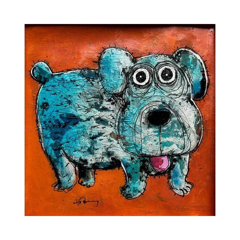 Peinture Tout essoufflé ! par Maury Hervé | Tableau Art Singulier Animaux Acrylique Encre Sable Pigments