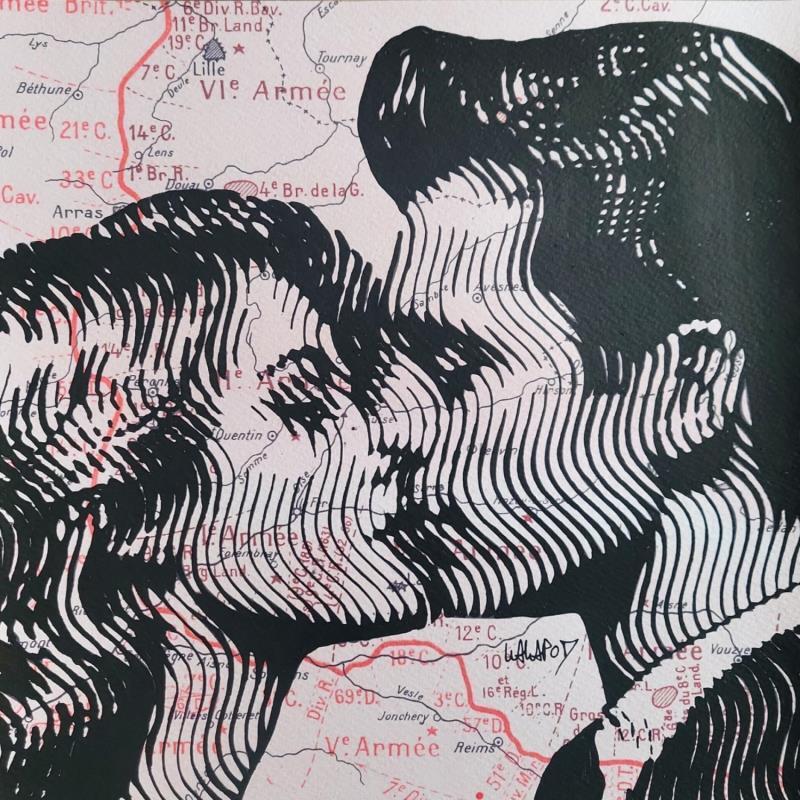 Painting Le baiser sur carte militaire by Wawapod | Painting Pop-art Pop icons Acrylic Posca