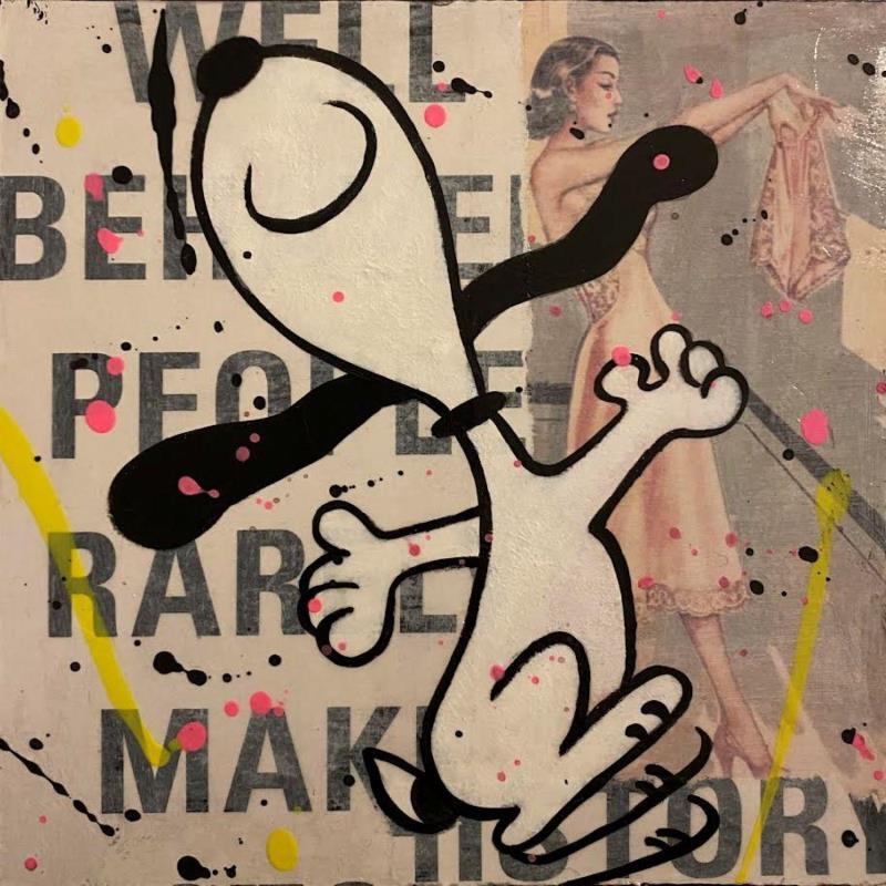 Painting F2  Happy ! by Marie G.  | Painting Pop-art Pop icons Wood Acrylic Gluing